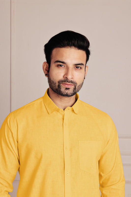 Mustard Yellow Premium Linen Shirt
