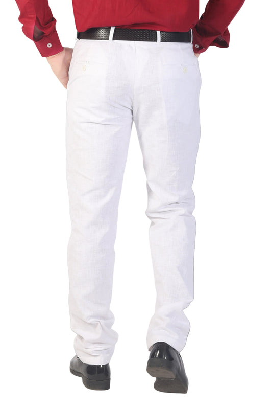 Men's White Linen Cotton Trousers
