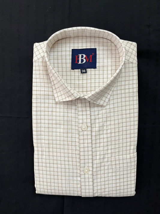 Micro Linen Cotton Checks Full Sleeves Shirt