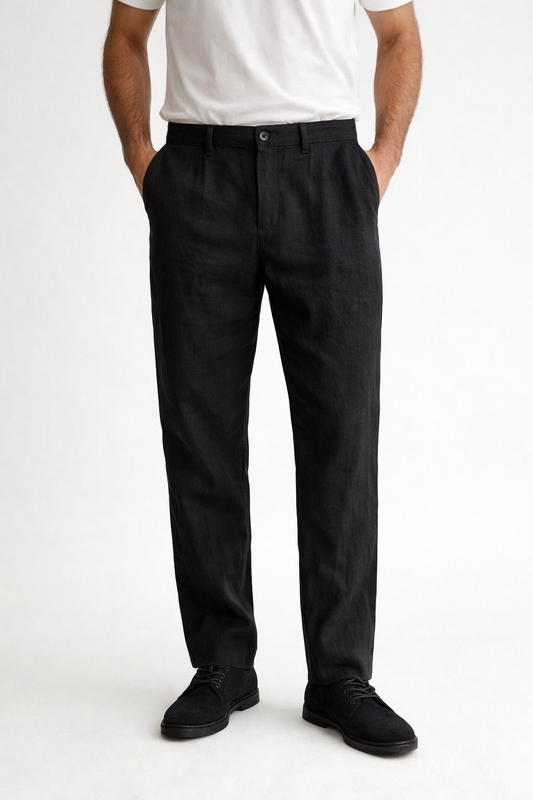 Combo of White & Black Linen Trousers for Men | Pack of 2 Linen Pants