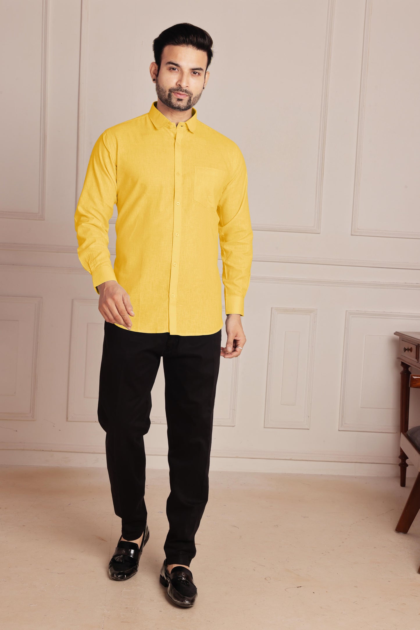 Mustard Yellow Premium Linen Shirt