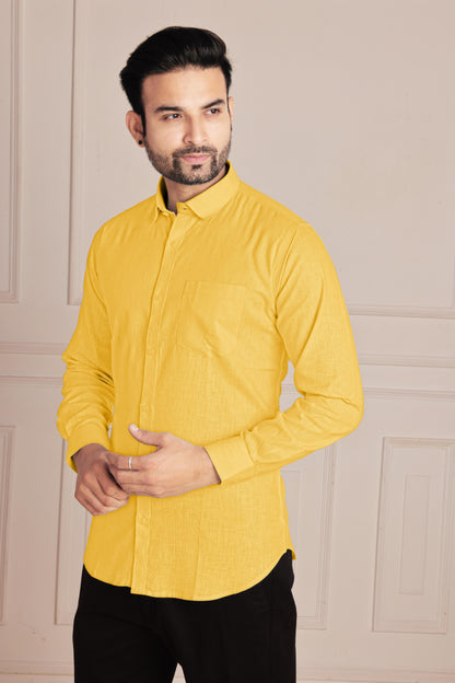 Mustard Yellow Premium Linen Shirt