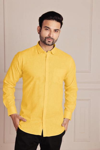 Mustard Yellow Premium Linen Shirt