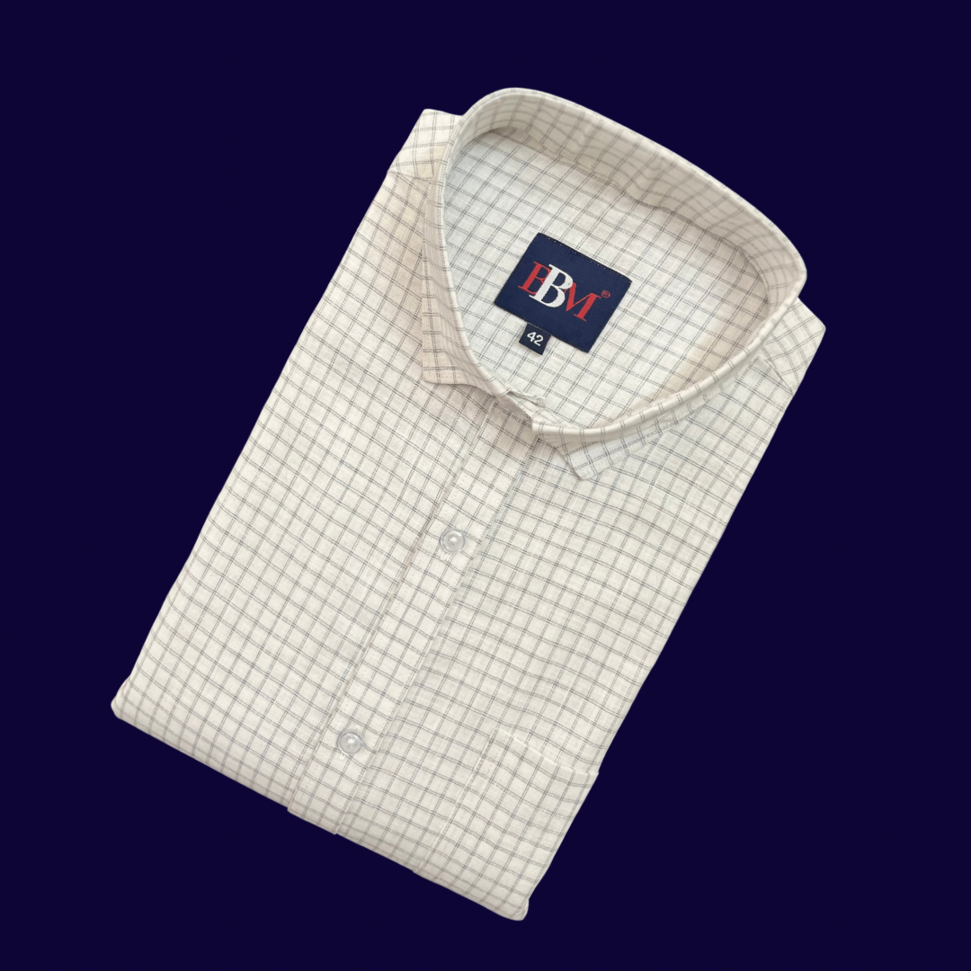 Small Black Linen Cotton Checks Full Sleeves