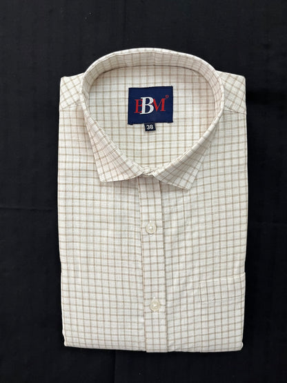 Micro Linen Cotton Checks Full Sleeves Shirt