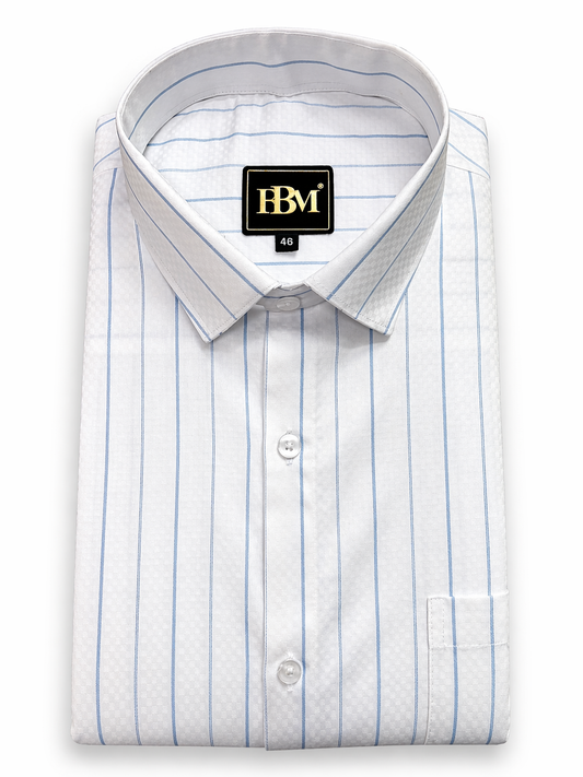 Blue Broad Lining Formal Shirt for Men + Black Linen Trousers Formal Wear Pant