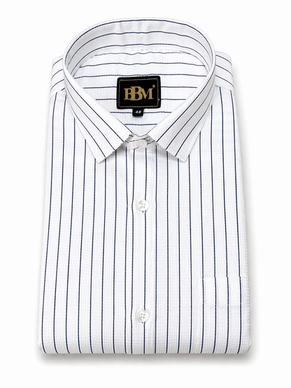 Navy Blue Lining Shirt +  Black Linen Trousers