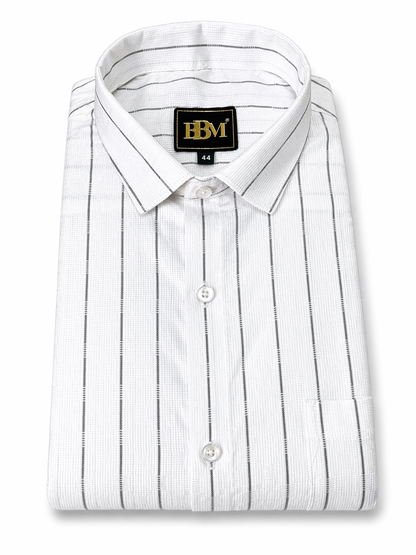 Grey Broad Lining Shirt + Black Trousers