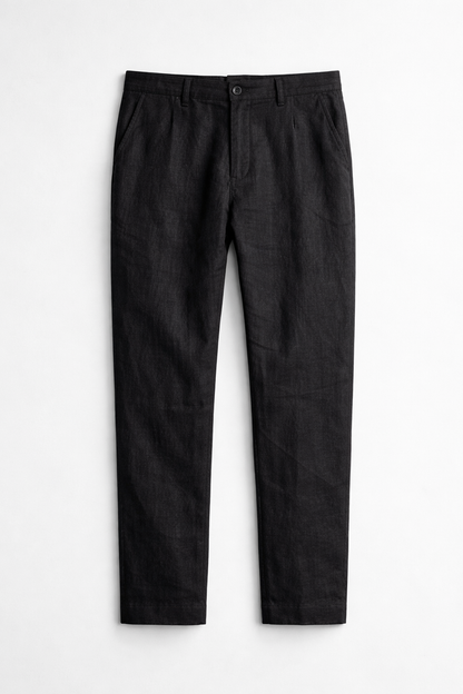 White Shirt Half Sleeves & Black Trouser Linen Cotton Combo for Men