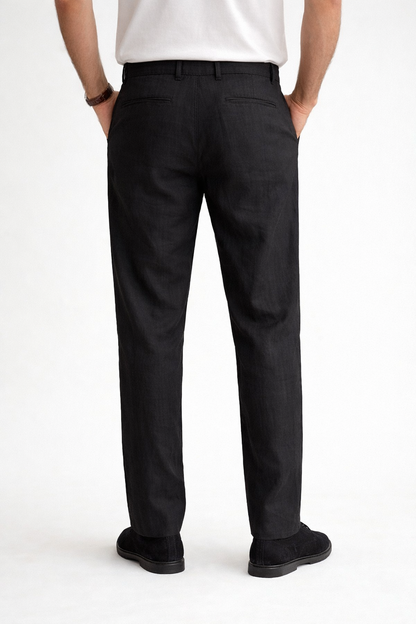 White Shirt Half Sleeves & Black Trouser Linen Cotton Combo for Men