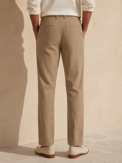 Earthy Brown Linen Trousers Formal Wear Pant