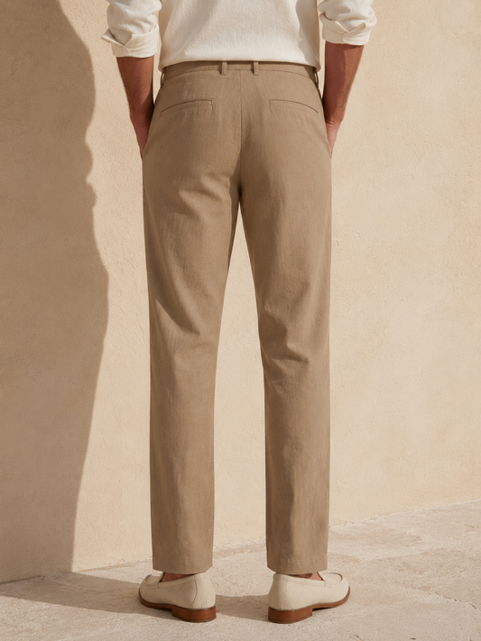 Earthy Brown Linen Trousers Formal Wear Pant