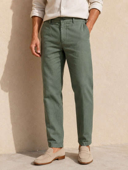 Sage Green Linen Trousers Formal Wear Pant