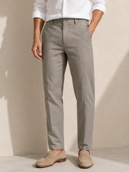 Cement Grey Linen Trousers Formal Wear Pant