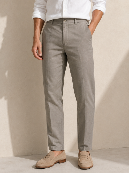 Cement Grey Linen Trousers Formal Wear Pant