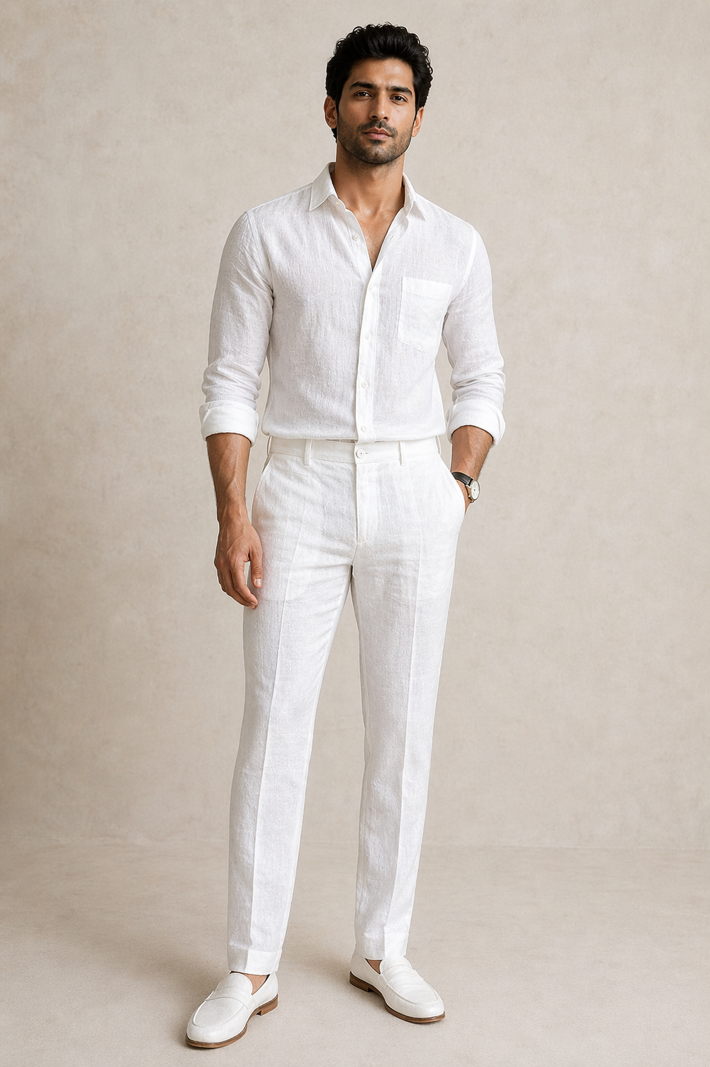 Combo White Linen Cotton Shirt and Pant