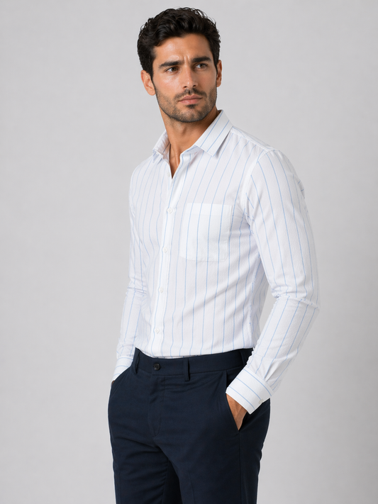Blue Broad Lining Formal Shirt for Men