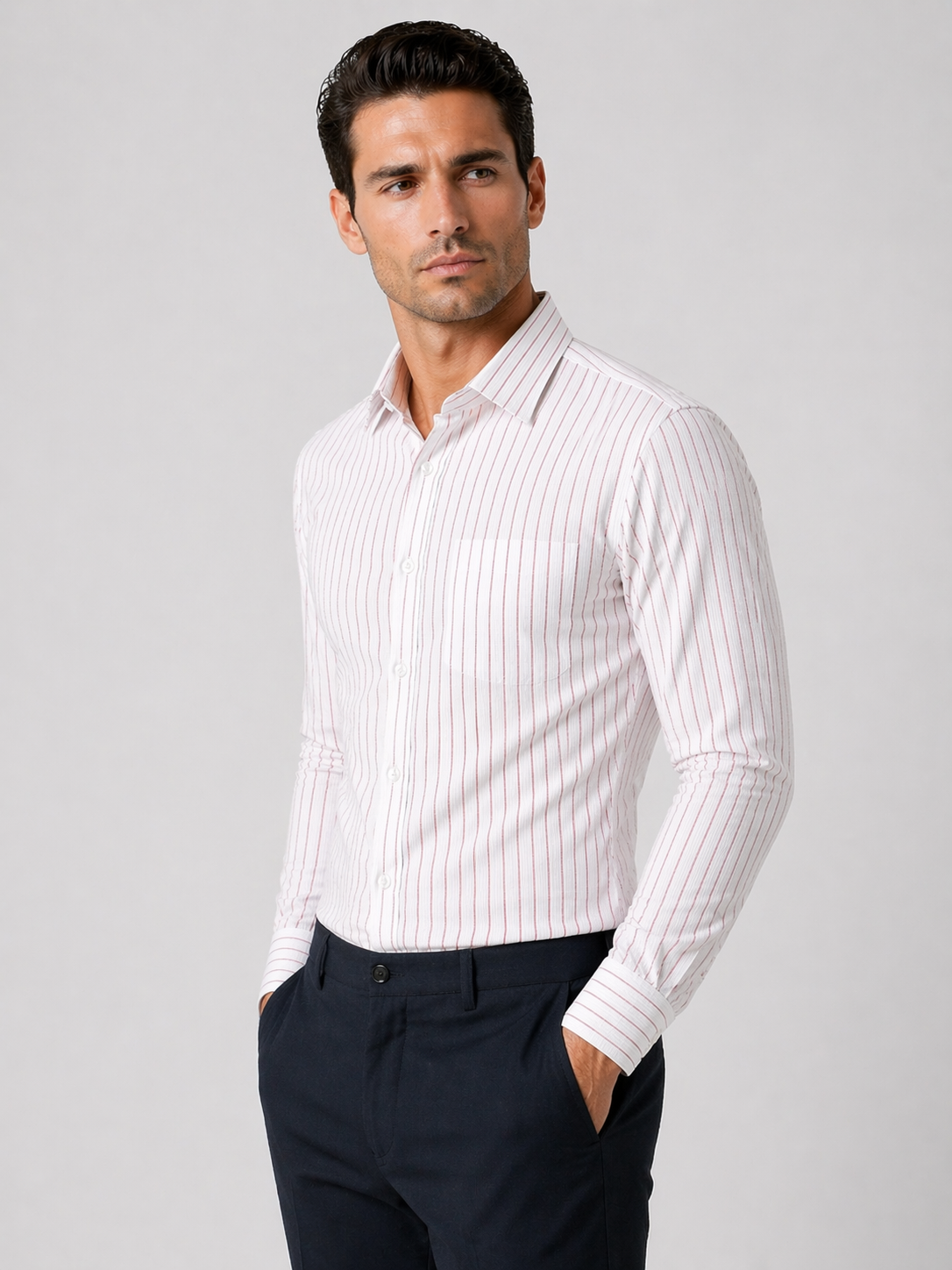Red Lining Formal Shirt+ Black Linen Pant