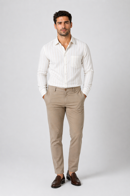 Yellow Broad Lining Formal Shirt for Men