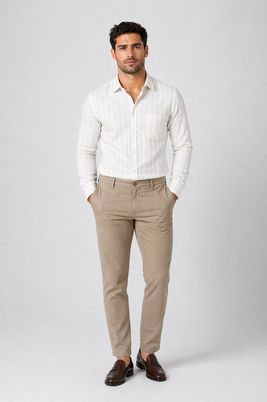 Yellow Broad Lining Formal Shirt for Men