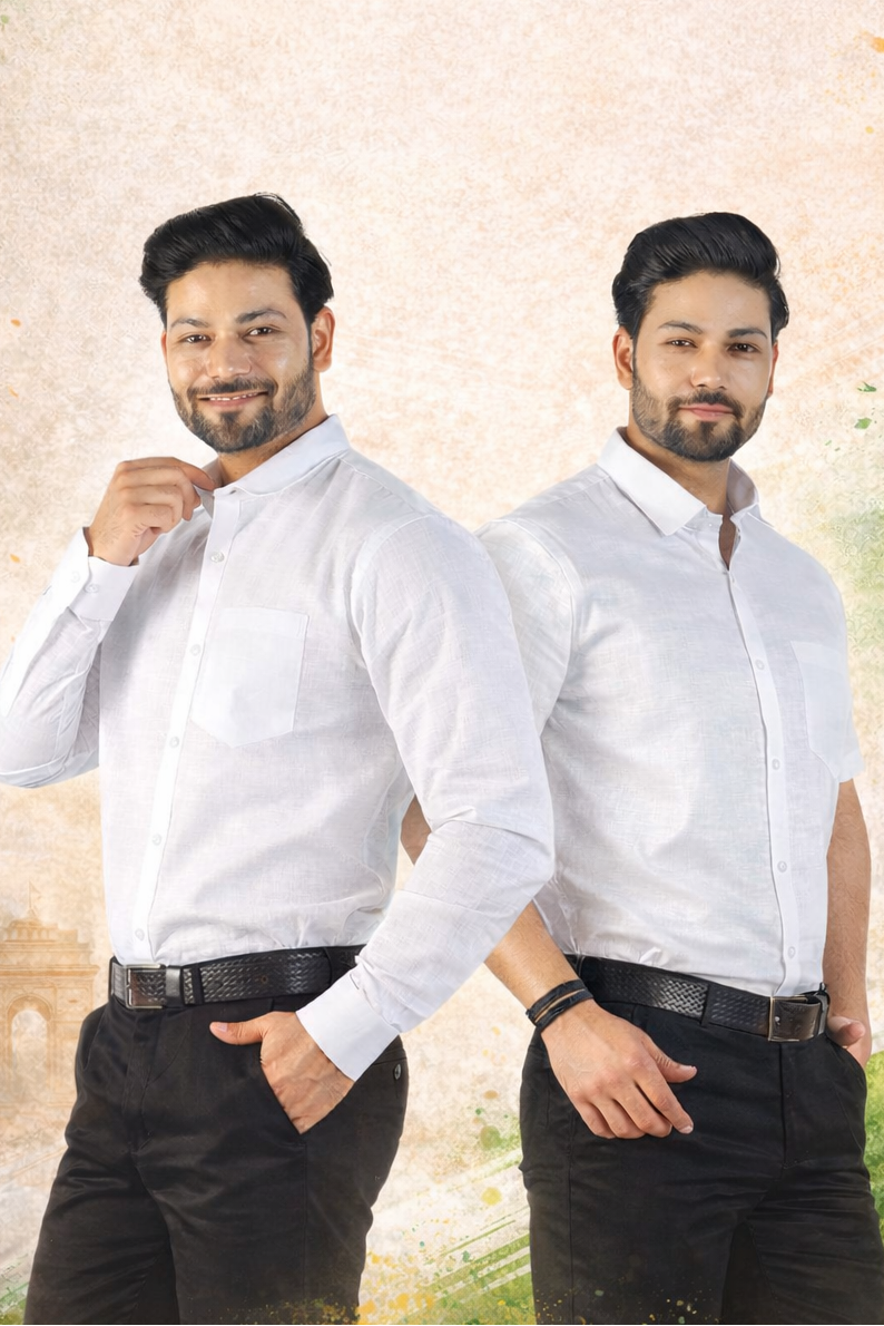 Pack of 2 White Linen Shirt