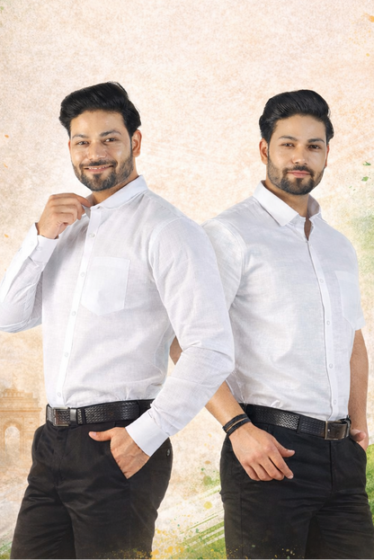 Pack of 2 White Linen Shirt