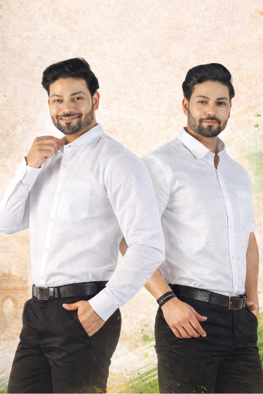 Pack of 2 White Linen Shirt