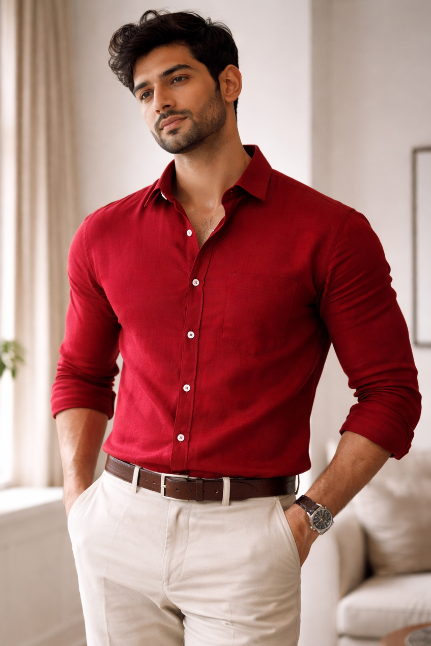 Red Linen Shirt