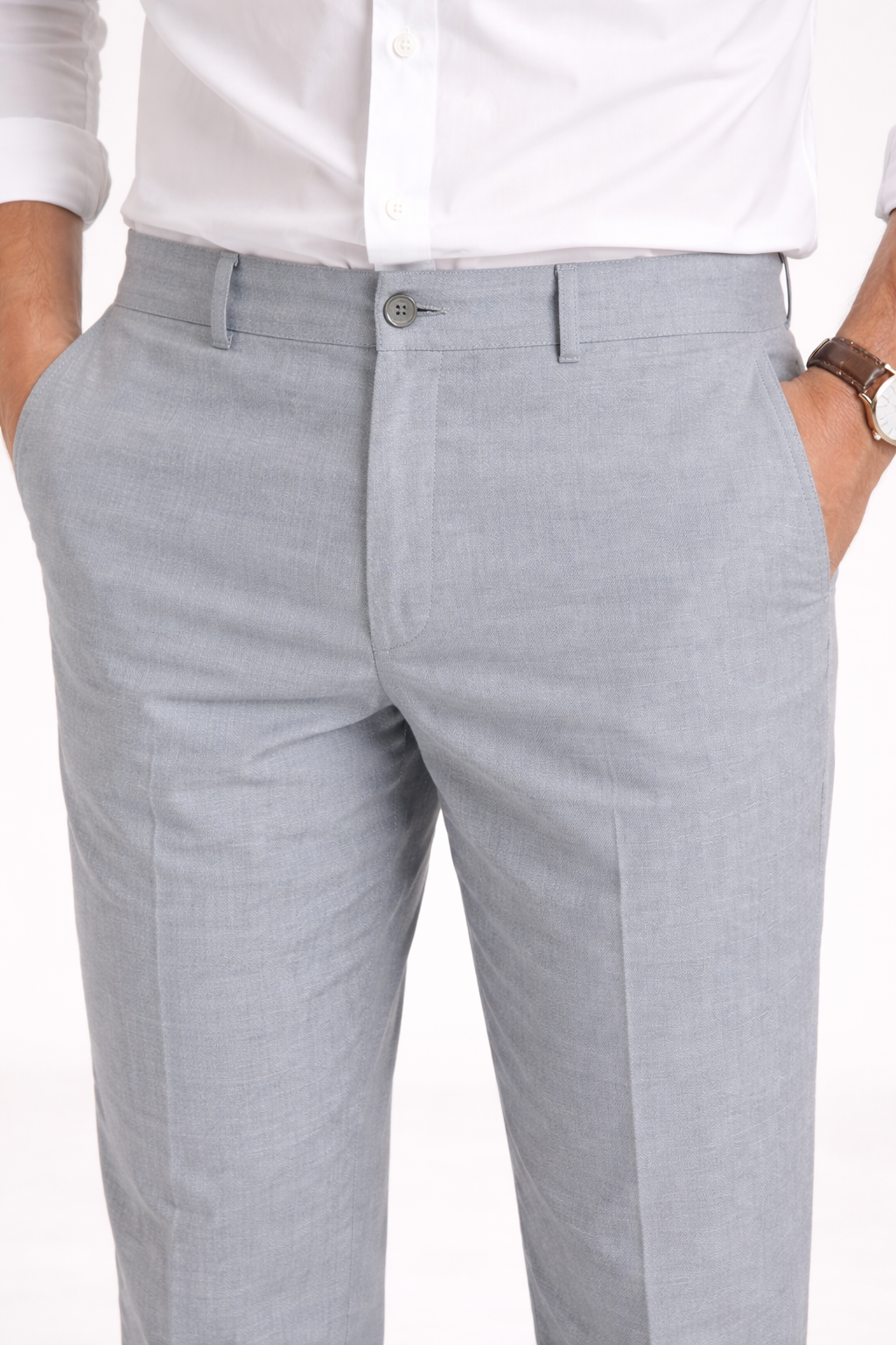 Light Grey Linen Trousers Formal Wear Pant