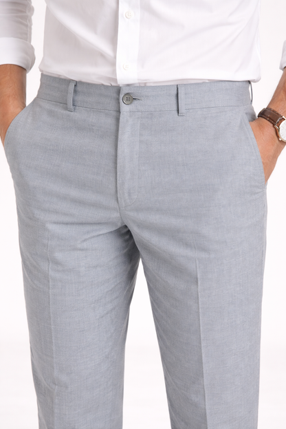 Light Grey Linen Trousers Formal Wear Pant