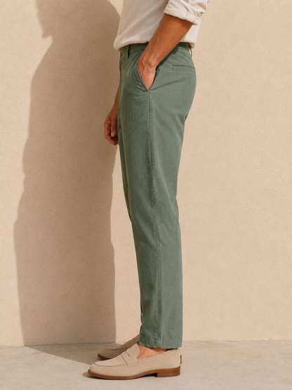 Sage Green Linen Trousers Formal Wear Pant