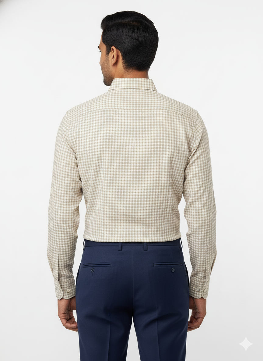 Grid Khadi Checks Cotton Shirt - Small Checks Full Sleeves Shirt