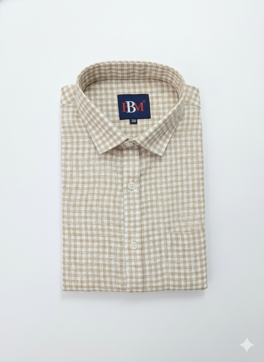 Grid Khadi Checks Cotton Shirt - Small Checks Full Sleeves Shirt