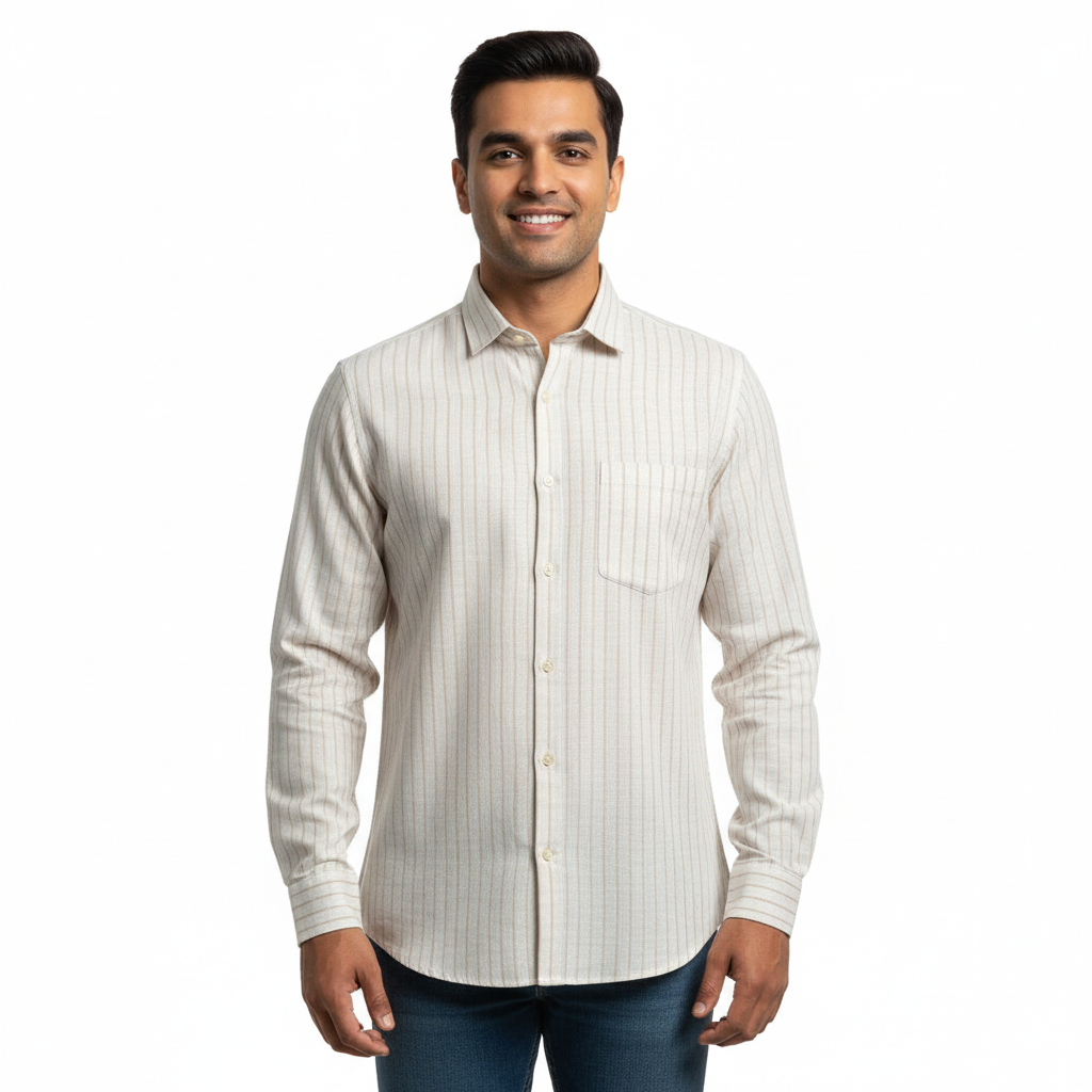 Khadi Broad Lining Cotton Shirt for Men – Full Sleeves