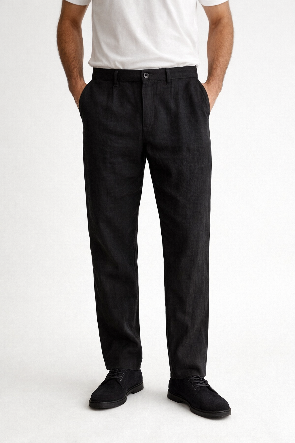 White Shirt Half Sleeves & Black Trouser Linen Cotton Combo for Men