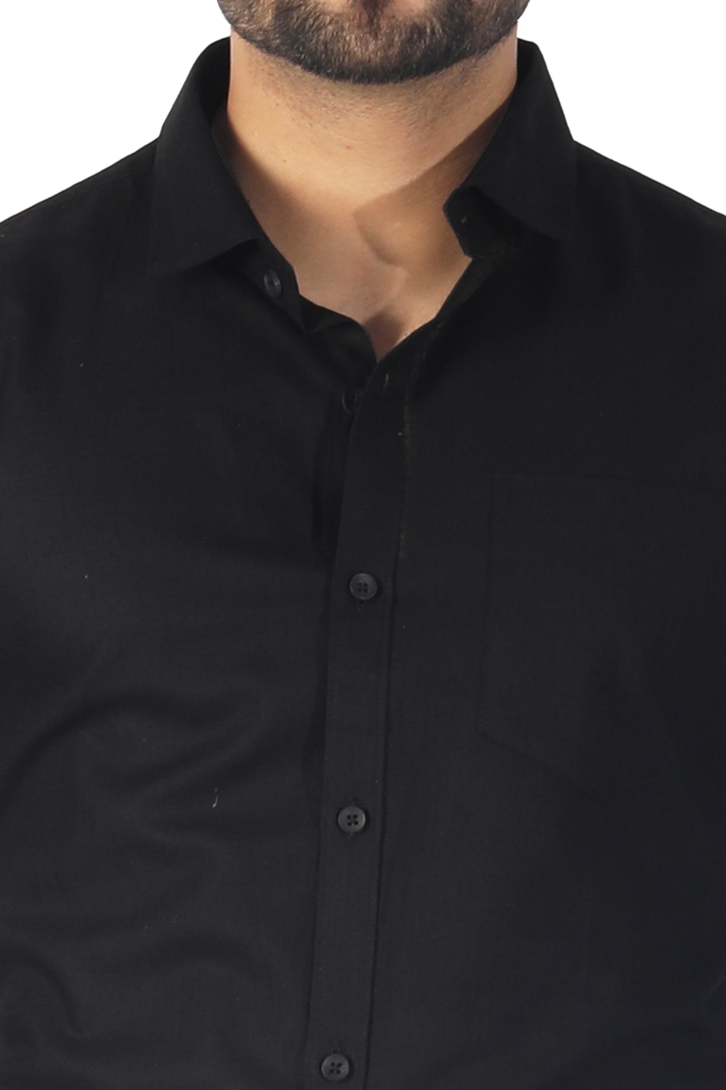 Men’s classic black linen cotton shirt fabric close up