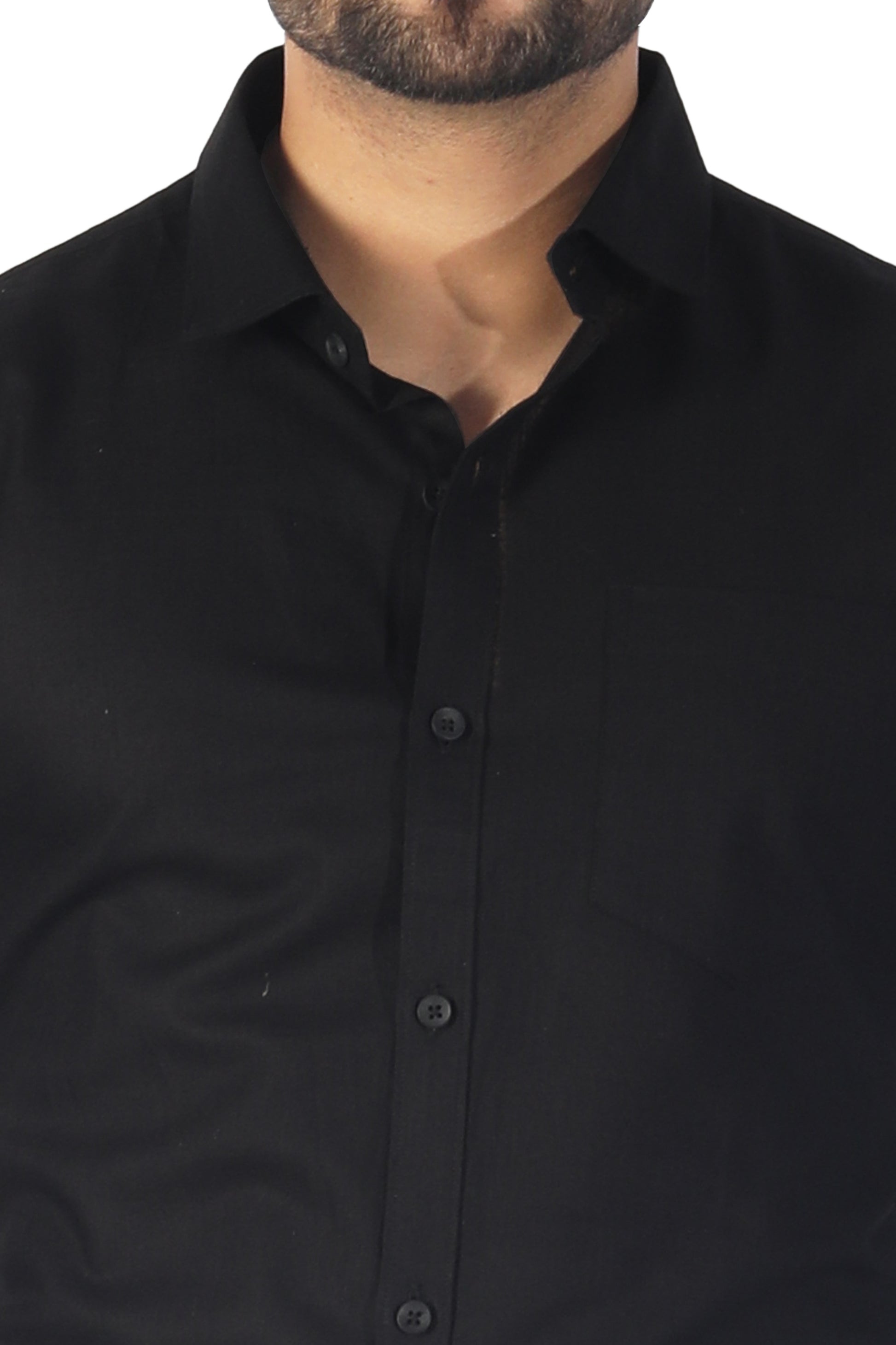 Men’s classic black linen cotton shirt fabric close up