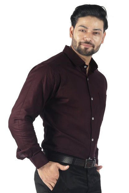 Men’s purple linen cotton blended shirt side view