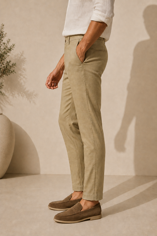 Khaki Linen Trousers Formal Wear Pant