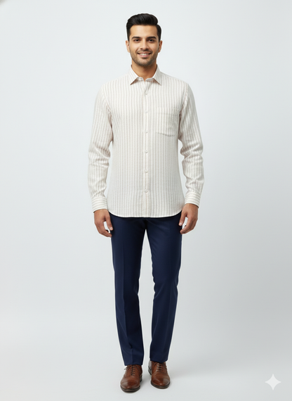 Red Stripes Linen Cotton Lining Shirt