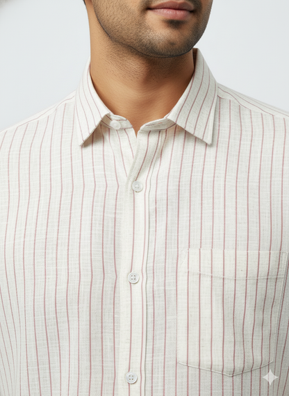 Red Stripes Linen Cotton Lining Shirt