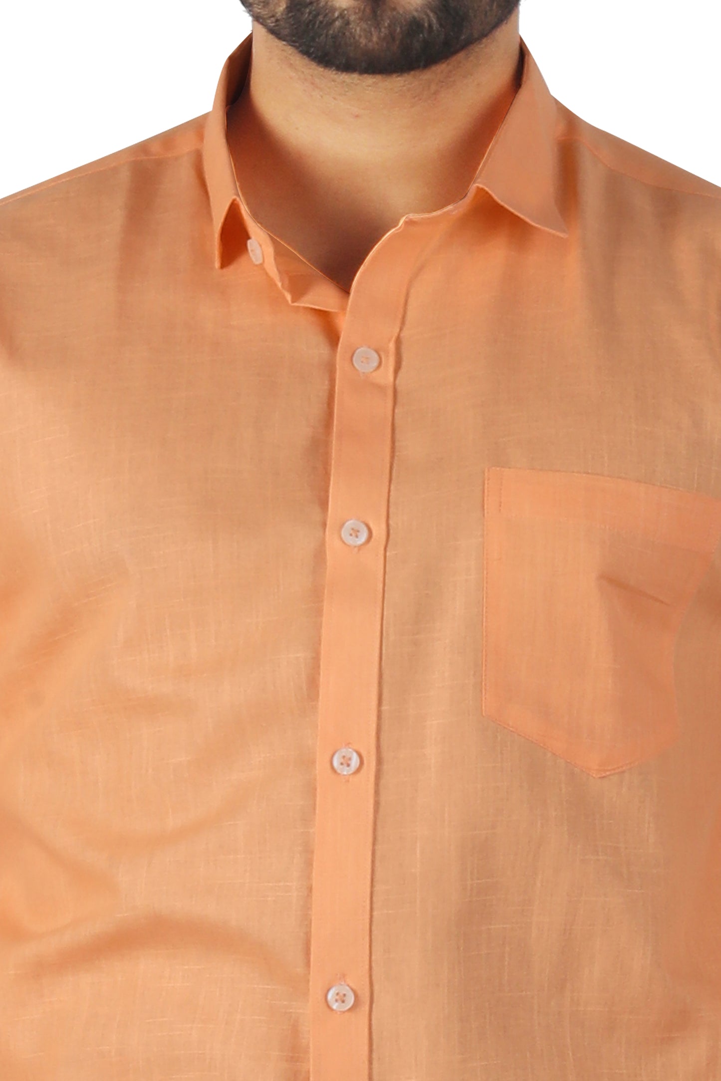 Close-up fabric texture – orange linen cotton blend