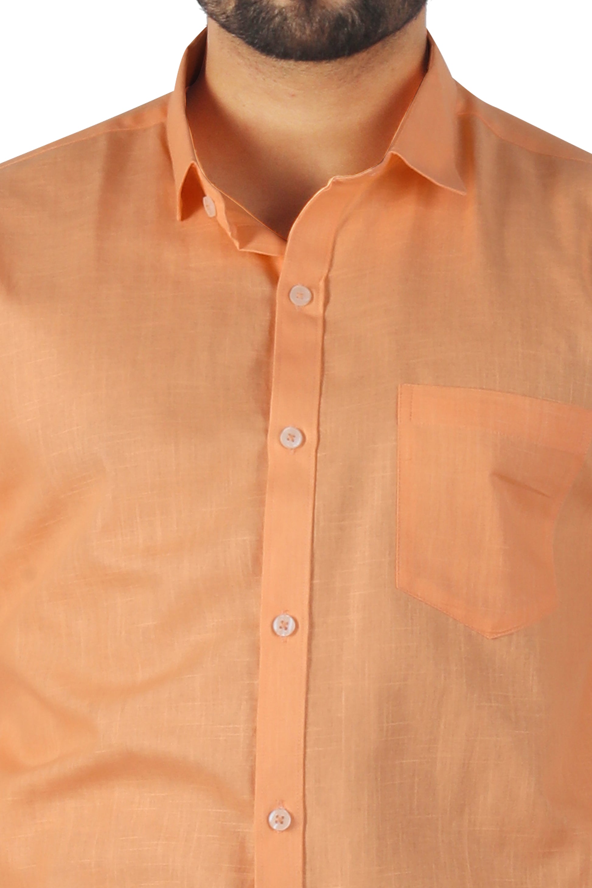 Close-up fabric texture – orange linen cotton blend