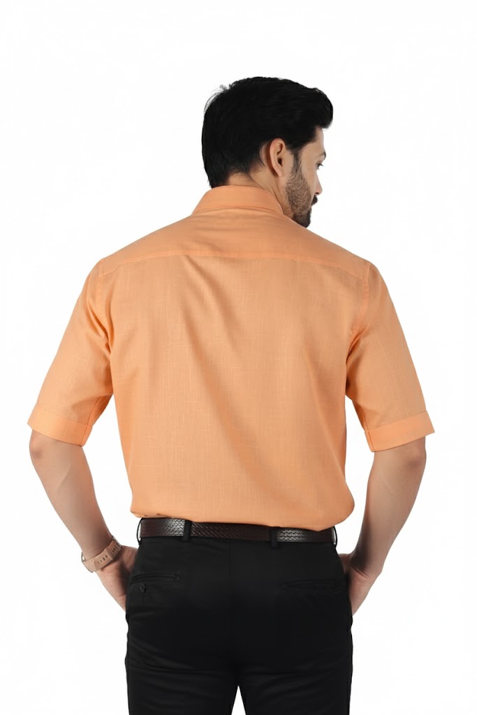 Premium orange linen half sleeve shirt for men by BBM